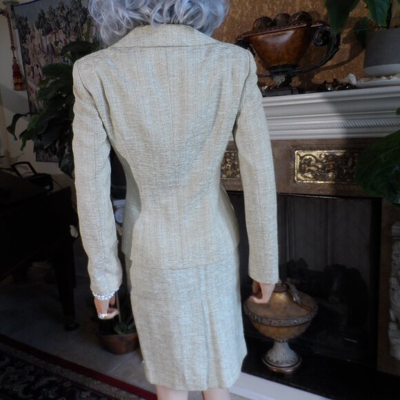 Moschino CheapandChic Yellow/Beige Tweed Skirt Suit Size US 8 - Picture 13 of 16